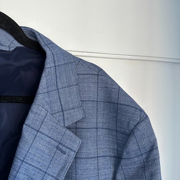 Bonobos Italian Men's Blazer Jacket Standard Fit Wool Blue Windowpane 50L - Picture 6 of 7